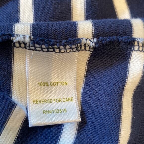 GARNET HILL Navy Blue White Stripe Midi Dress 16 - Picture 7 of 9